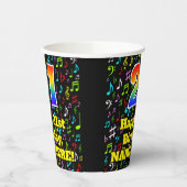 Gobelets En Papier 21e anniversaire : Fun Music Notes Motif, Rainbow  (Gauche)