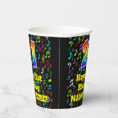 Gobelets En Papier 21e anniversaire : Fun Music Notes Motif, Rainbow  (Droite)
