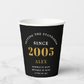 Gobelets En Papier 21st Birthday Name 2005 Black Gold Elegant Chic (Recto)