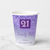 Gobelets En Papier 21st Birthday Party Gleaming Purple Glitter (Verso)
