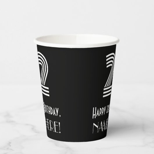 Gobelets En Papier 22e anniversaire — Art Déco Inspiré Look "22" + No (Gauche)