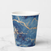 Gobelets en papier (236 ml) - Motif bleu et or (Recto)