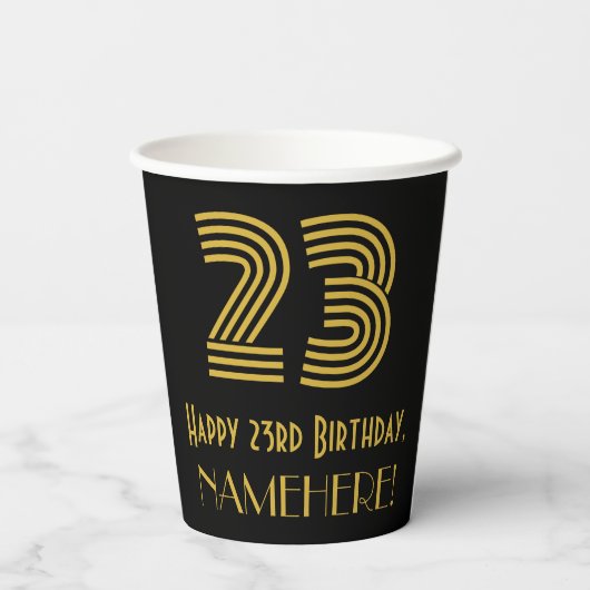 Gobelets En Papier 23e anniversaire : Art Déco Inspiré Look "23" & No (Verso)