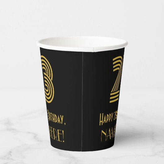 Gobelets En Papier 23e anniversaire : Art Déco Inspiré Look "23" & No (Droite)