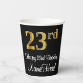 Gobelets En Papier 23e anniversaire - Elégant luxe Faux Gold Look # (Verso)