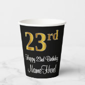 Gobelets En Papier 23e anniversaire - Elégant luxe Faux Gold Look # (Recto)