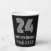 Gobelets En Papier 24e anniversaire — Art Déco Inspiré Look "24" + No (Recto)