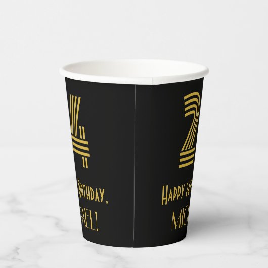 Gobelets En Papier 24e anniversaire : Art Déco Inspiré Look "24" & No (Droite)