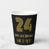 Gobelets En Papier 24e anniversaire : Art Déco Inspiré Look "24" & No (Recto)