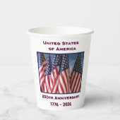 Gobelets En Papier 250e anniversaire USA drapeaux patriotiques (Verso)