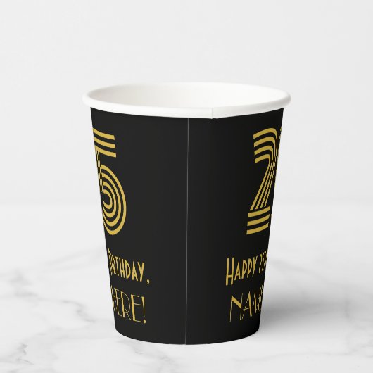 Gobelets En Papier 25e anniversaire : Art Déco Inspiré Look "25" & No (Droite)