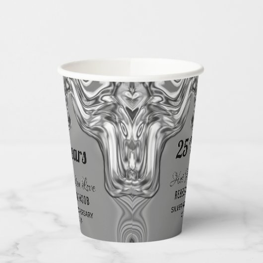 Gobelets En Papier 25e anniversaire du Mariage d'argent (Gauche)
