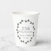 Gobelets En Papier 25e anniversaire du Mariage d'argent Ivy Wreath (Verso)