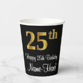 Gobelets En Papier 25e anniversaire - Elégant luxe Faux Gold Look # (Verso)