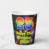 Gobelets En Papier 25e anniversaire : Fun Motif Fireworks + Rainbow 2 (Verso)