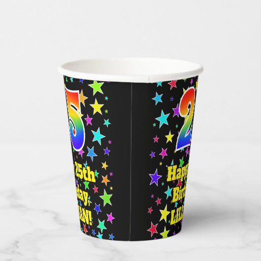 Gobelets En Papier 25e anniversaire : Fun Stars Motif et Rainbow 25 (Droite)