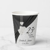 Gobelets En Papier 25e anniversaire - Mariage, anniversaire ou servic (Verso)