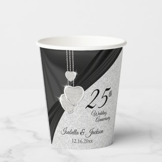 Gobelets En Papier 25e anniversaire - Mariage, anniversaire ou servic (Verso)