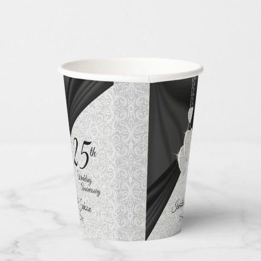 Gobelets En Papier 25e anniversaire - Mariage, anniversaire ou servic (Droite)