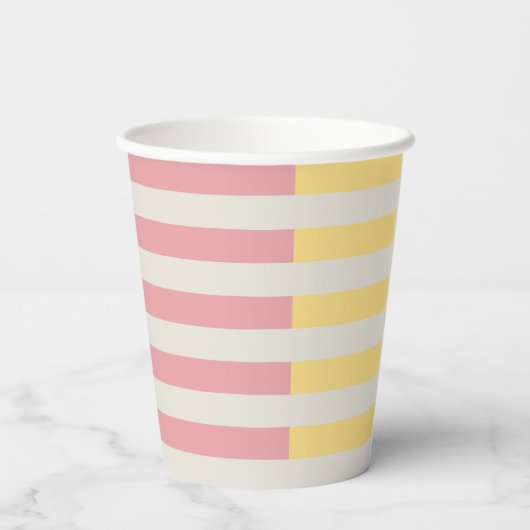 Gobelets En Papier 25th Birthday Palm Beach Pastel Stripe Tropical (Verso)