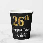 Gobelets En Papier 26e anniversaire - Elégant luxe Faux Gold Look # (Recto)