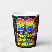 Gobelets En Papier 26e anniversaire : Fun Motif feux d'artifice + Arc (Recto)