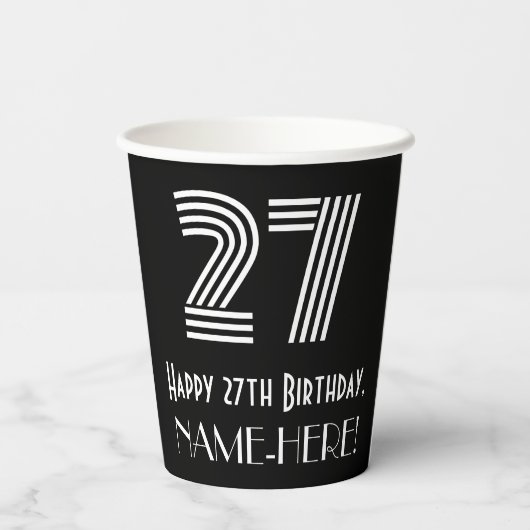 Gobelets En Papier 27e anniversaire — Art Déco Inspiré Look "27" + No (Verso)