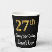 Gobelets En Papier 27e anniversaire - Elégant luxe Faux Gold Look # (Recto)