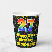Gobelets En Papier 27e anniversaire : Fun Music Notes Motif, Rainbow  (Verso)