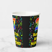 Gobelets En Papier 27e anniversaire : Fun Music Notes Motif, Rainbow  (Gauche)