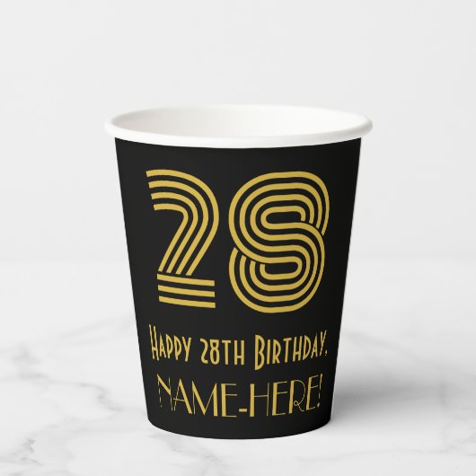 Gobelets En Papier 28e anniversaire : Art Déco Inspiré Look "28" & No (Verso)