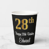 Gobelets En Papier 28e anniversaire - Elégant luxe Faux Gold Look # (Verso)