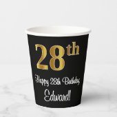 Gobelets En Papier 28e anniversaire - Elégant luxe Faux Gold Look # (Recto)