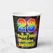 Gobelets En Papier 28e anniversaire : Fun Fireworks Motif + Rainbow 2 (Verso)