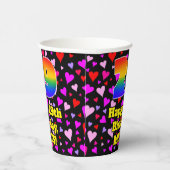 Gobelets En Papier 29e anniversaire : Amour Hearts Motif, Arc-en-ciel (Droite)
