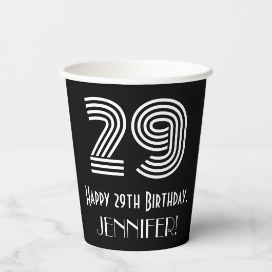 Gobelets En Papier 29e anniversaire — Art Déco Inspiré Look "29" + No (Verso)