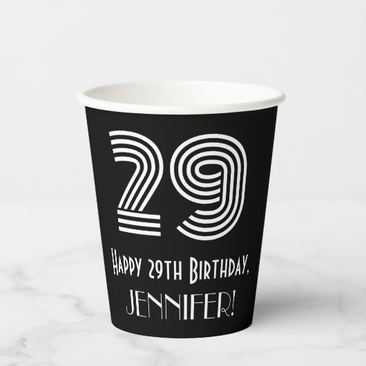 Gobelets En Papier 29e anniversaire — Art Déco Inspiré Look "29" + No (Recto)