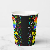 Gobelets En Papier 29e anniversaire : Fun Music Notes Motif, Rainbow (Gauche)