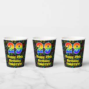 Gobelets En Papier 29e anniversaire : Fun Music Notes Motif, Rainbow