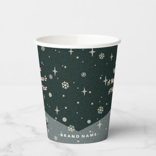 Gobelets En Papier 2 côtés Business Logo et code QR Noël vert (Gauche)