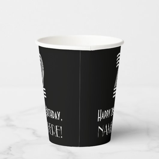 Gobelets En Papier 2e anniversaire — Art Déco Inspiré Look "2" + Nom (Droite)