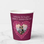 Gobelets En Papier 2ème anniversaire du Mariage Garnet photo rouge (Recto)