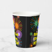 Gobelets En Papier 2ème anniversaire : Fun Motif Fireworks + Rainbow  (Droite)