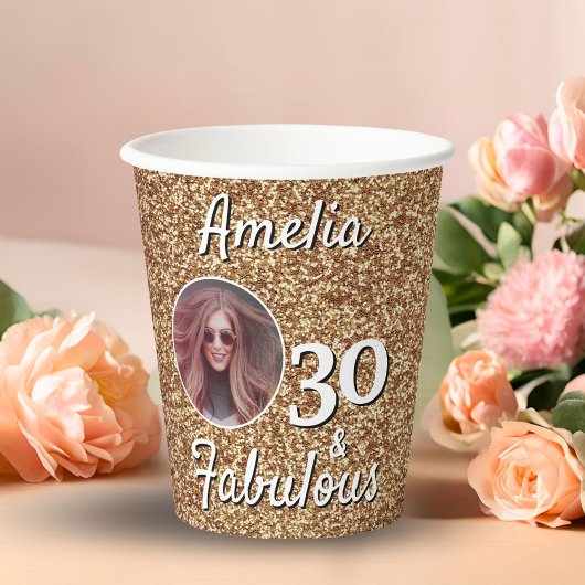 Gobelets En Papier 30 et Fabulous Gold Parties scintillant 30e annive