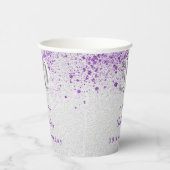 Gobelets En Papier 30e anniversaire argent violet parties scintillant (Droite)