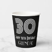 Gobelets En Papier 30e anniversaire — Art Déco Inspiré Look "30" + No (Recto)