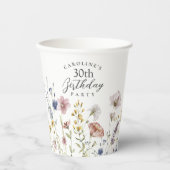 Gobelets En Papier 30e anniversaire Boho Fleur sauvage aquarelle Flor (Recto)