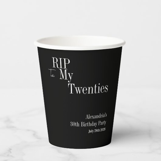 Gobelets En Papier 30e anniversaire RIP 20s Black and White Party (Recto)