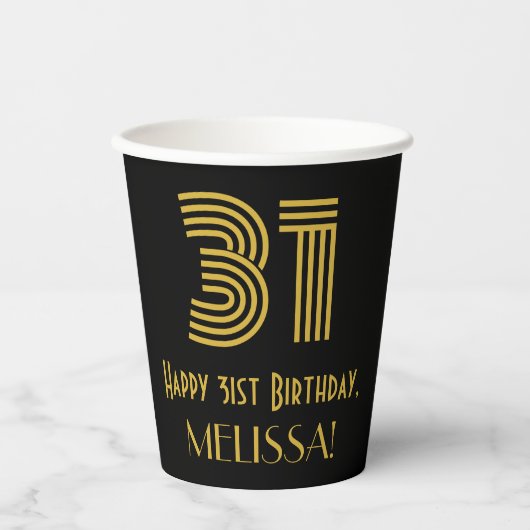 Gobelets En Papier 31e anniversaire : Art Déco Inspiré Look "31" & No (Recto)