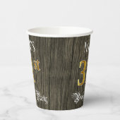 Gobelets En Papier 31e fête d'anniversaire — Faux Gold & Faux Wood Lo (Gauche)